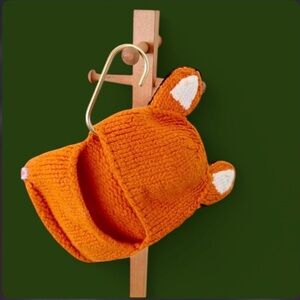 STIK orange fox hand  Knit Animal Ear Hat